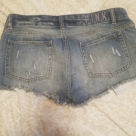 Pink distressed denim shorts - Picture 2 of 2